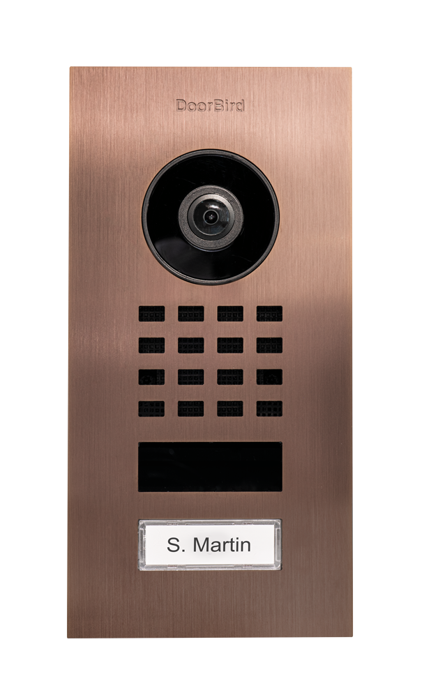 D1101V Montage encastré Interphone Vidéo IP, Finition bronze par revêtement PVD, acier inoxydable, brossé

