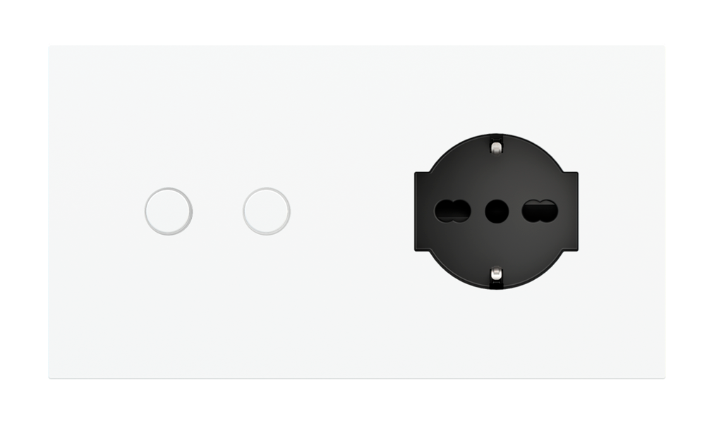 Magnetic plate with 2 positions for a 2-rocker push button + IT UNEL power socket Proxima series Metal Dark Chocolate + customization
