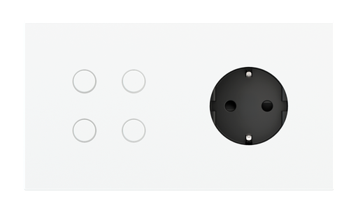 [EK-P2A-4T-SHA-P] Magnetic plate 2-fold for 4-rocker push button + Schuko, French, Israeli power socket Proxima series Metal Champagne